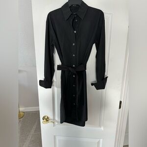 Classic Black Shirt Dress with Tie Waist